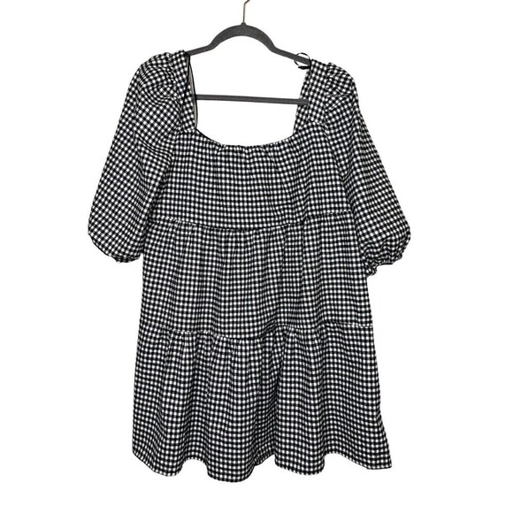 Harper Heritage Babydoll Blouse Womens Checkered Pullover Black White Size M - Picture 3 of 6